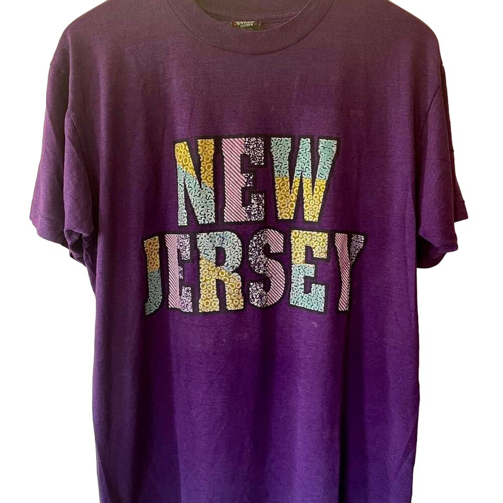 Vintage 90s New Jersey Purple Single Stitch Shirt Adult Large